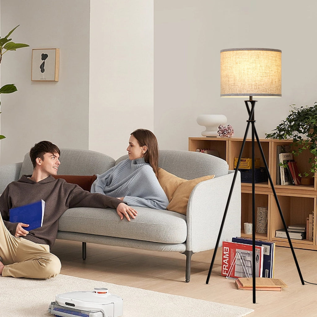 Cozylumi™ Black Tripod Floor Lamp, Mid Century Standing Lamp for Living Room,61" Tall
