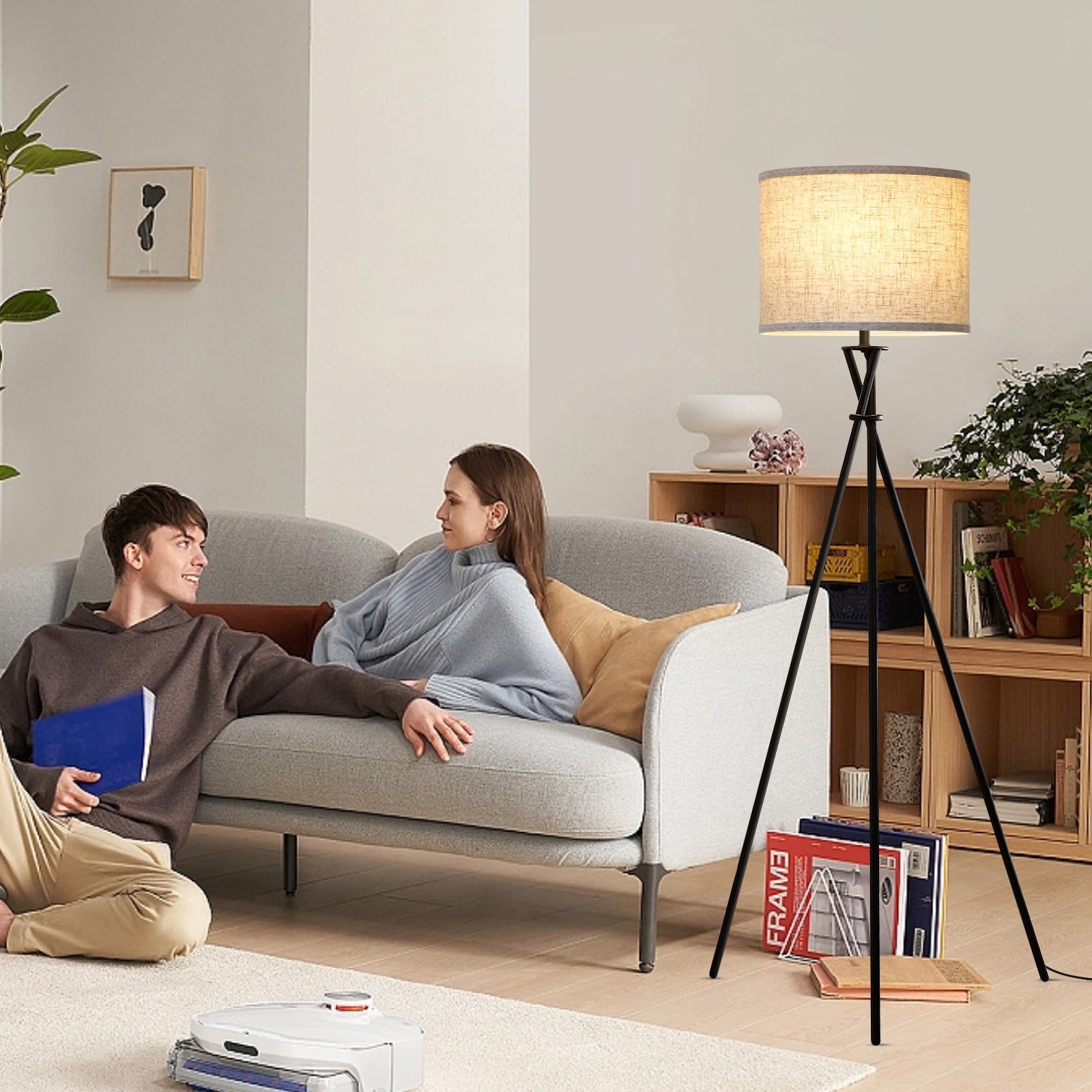 Cozylumi™ Black Tripod Floor Lamp, Mid Century Standing Lamp for Living Room,61" Tall