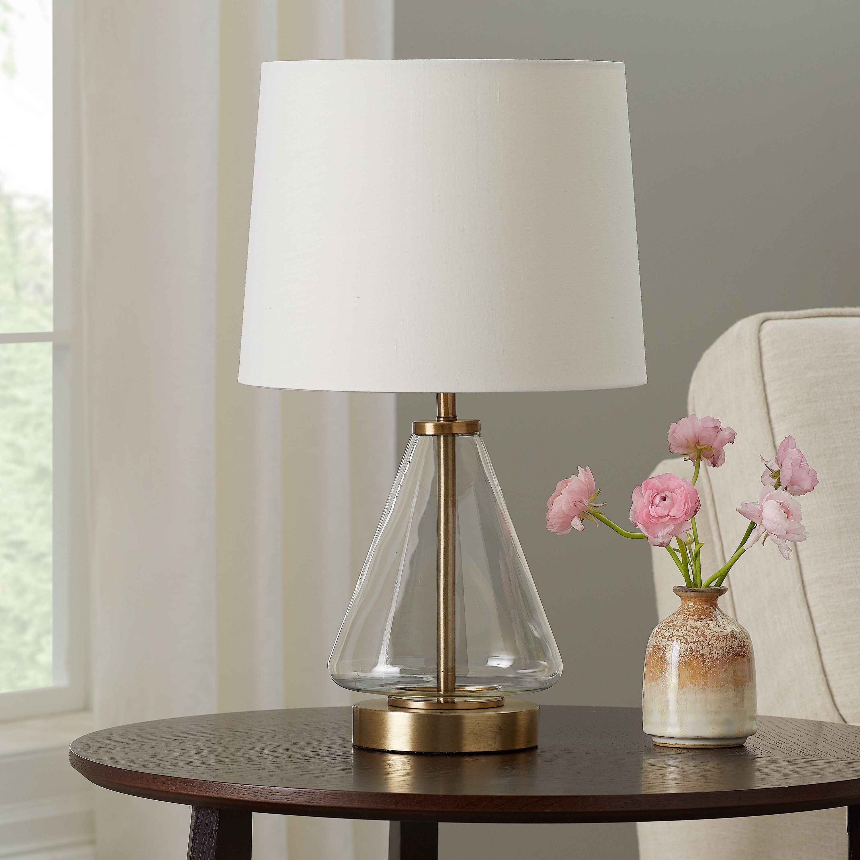 Cozylumi™ Glass with Brass Base Table Lamp, 18" H