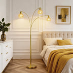 Cozylumi™ 72.8in 3-Light Arc Floor Lamp Brushed Gold , Modern Industrial Standing Tree