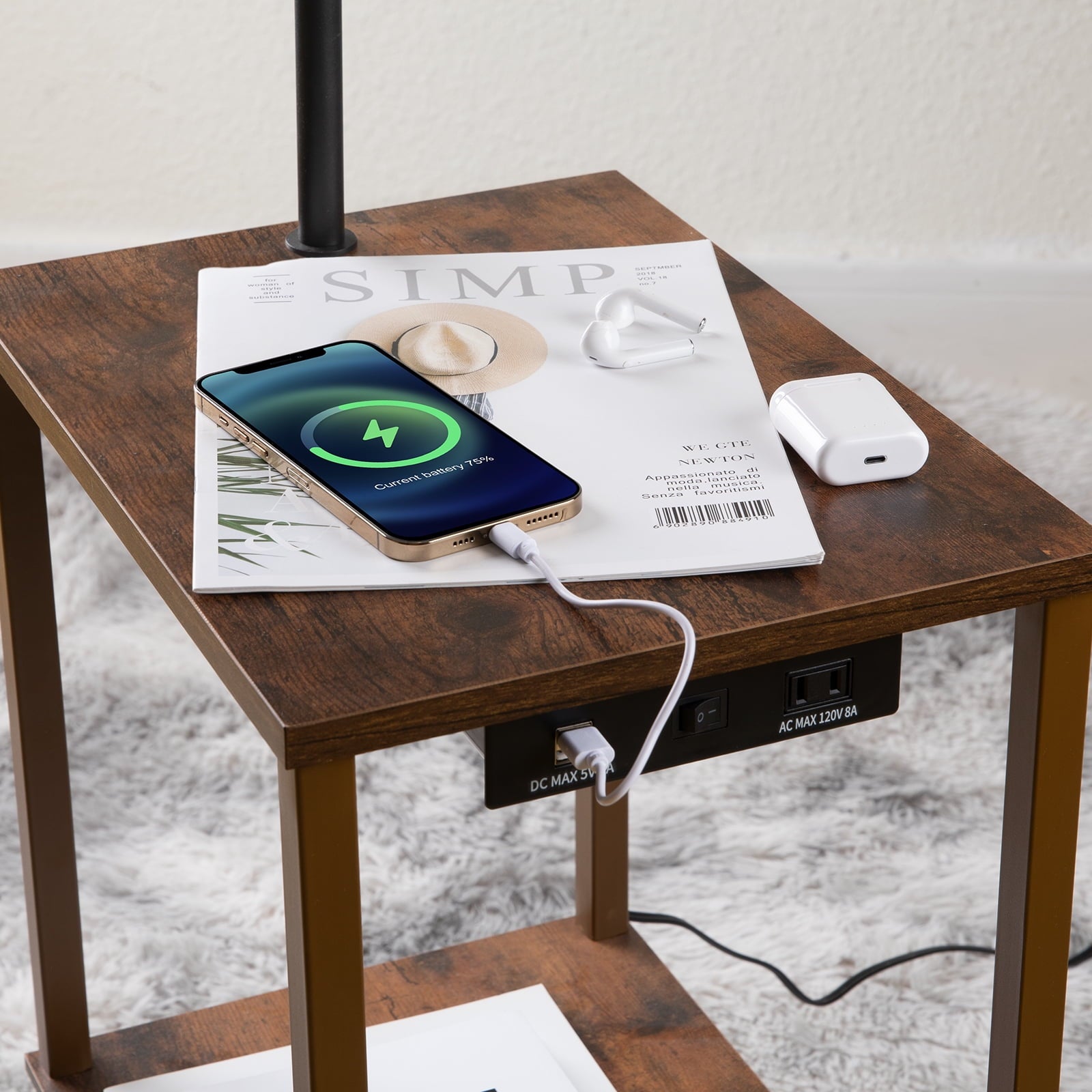 Cozylumi™ Floor Lamp with Table, Lamps for Living Room with USB Charging Station Port