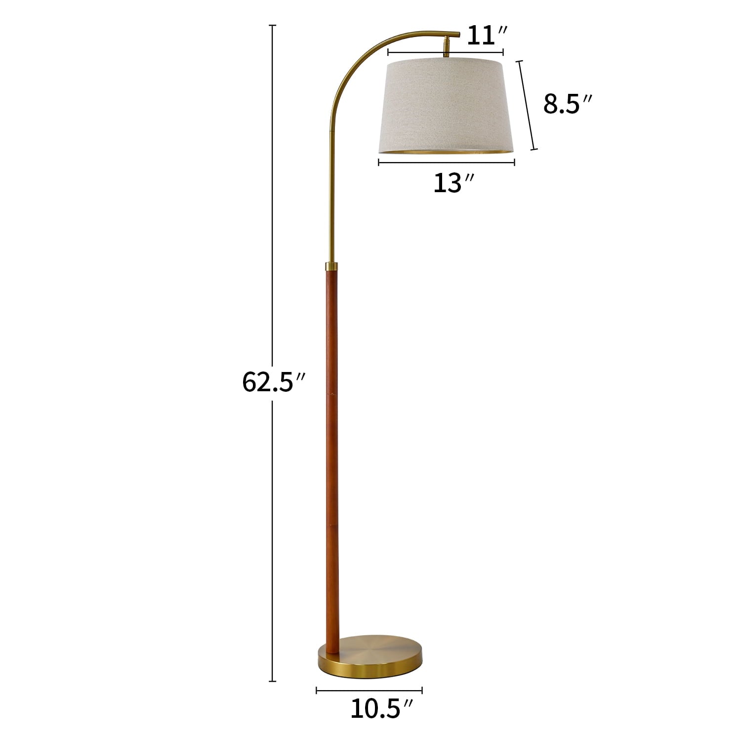 Cozylumi™ 62.5" Farmhouse Floor Lamp with Linen Shade, MDF and Metal, Foot Switch