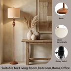 Cozylumi™ 64.25" Farmhouse Floor Lamp,Brown Bedside Lamp with Fabric Shade,Standing