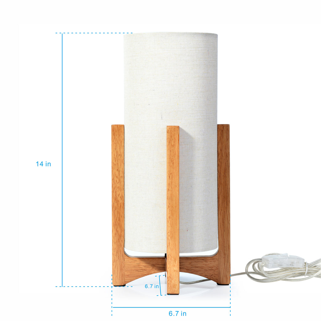 Cozylumi™ 14-Inch Natural Wood Uplight Table Lamp with Linen Shade