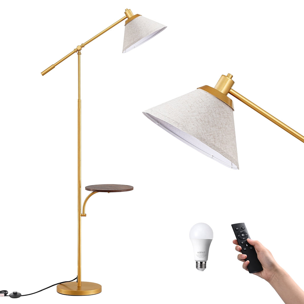 Cozylumi™ 68" Gold Floor Lamp with Table for Living Room, Height Adjustable, 5 Color
