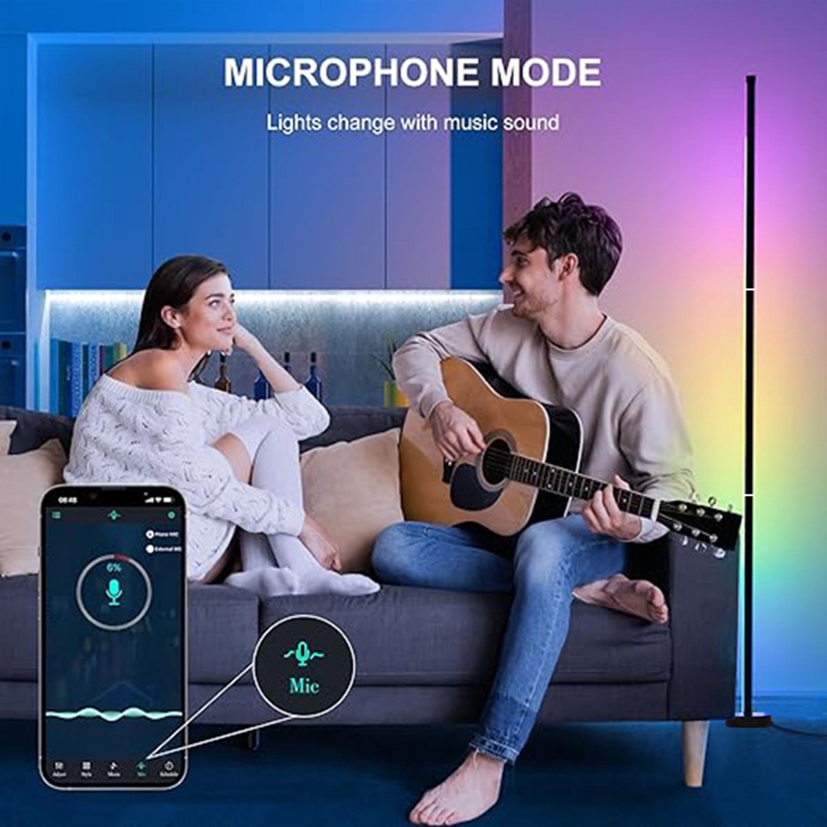 Cozylumi™ Corner Floor Lamp,Smart RGB LED Corner Lamp with Spotlight, 10 Million Colors