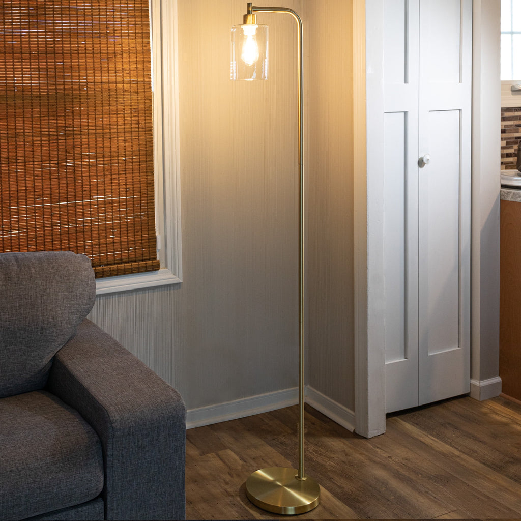 Cozylumi™ 65-inch Modern Floor Lamp with Glass Shade and LED Edison Bulb Gold