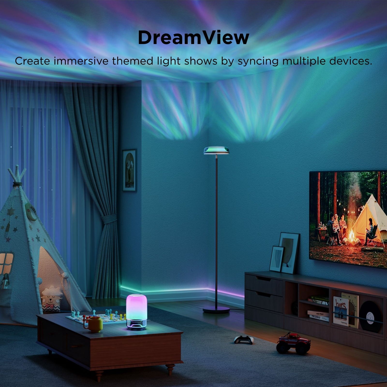 Cozylumi™ Govee Floor Lamp RGBIC Ripple Projector Modern Style - LED, Dimmable, 1000lm