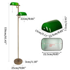 Cozylumi™ Novaretro Vintage Green Glass Bankers Floor Lamp with Adjustable Arm & Pull