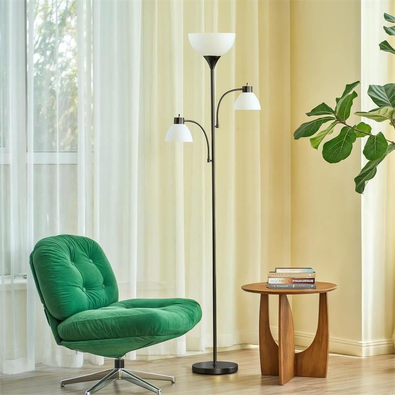 Cozylumi™ Lumadin 71'' Black Floor Lamp With 2 Adjustable Reading Lamp, Modern Design,3