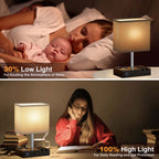 Cozylumi™ GVDV HOME Table Lamp for Bedroom with Fast USB A&C Charging Ports, Bedside