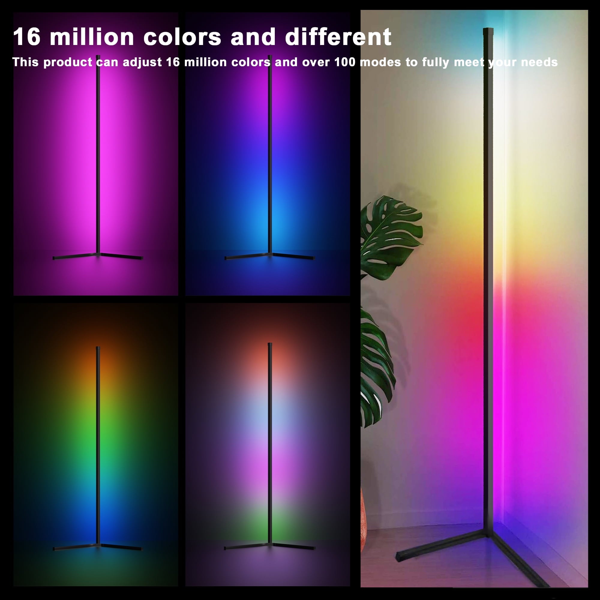Cozylumi™ Modern LED Floor Lamp, USB Plug-in Music Sync Corner Lamp, APP Remote Control