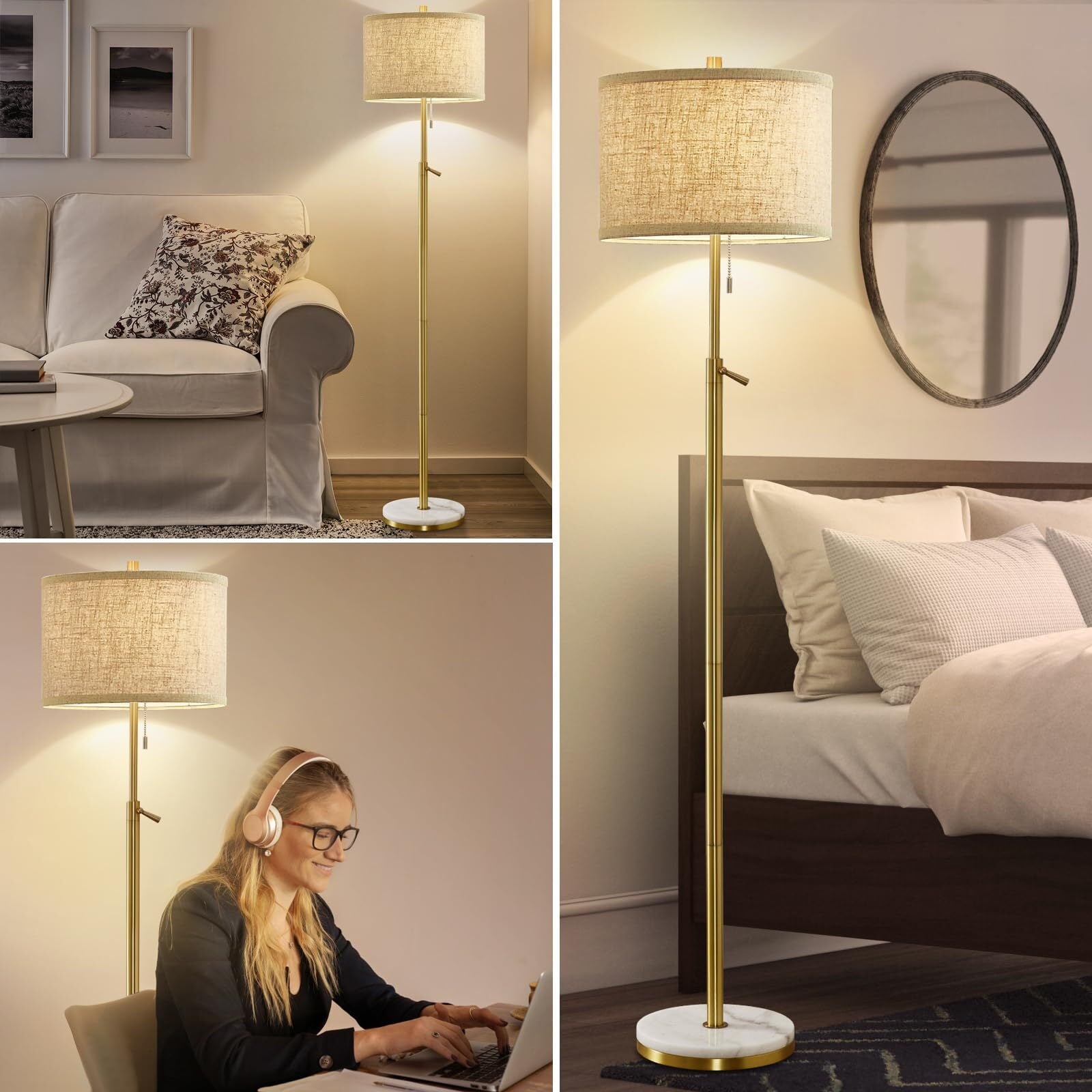 Cozylumi™ Modern Floor Lamp for Living Room, Adjustable Height Standing Lamp with