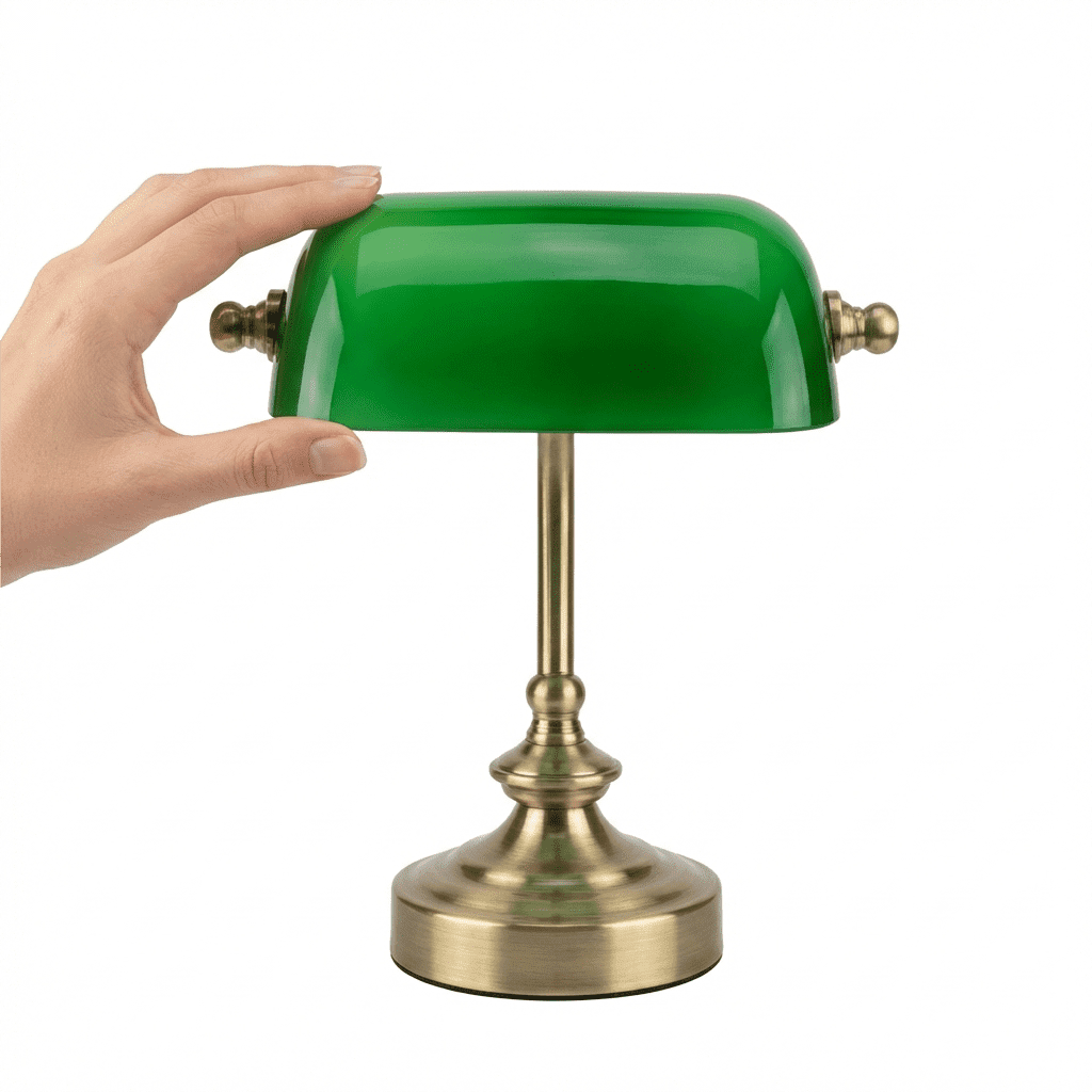 Cozylumi™ Novaretro Vintage Green Glass Bankers Floor Lamp with Adjustable Arm & Pull