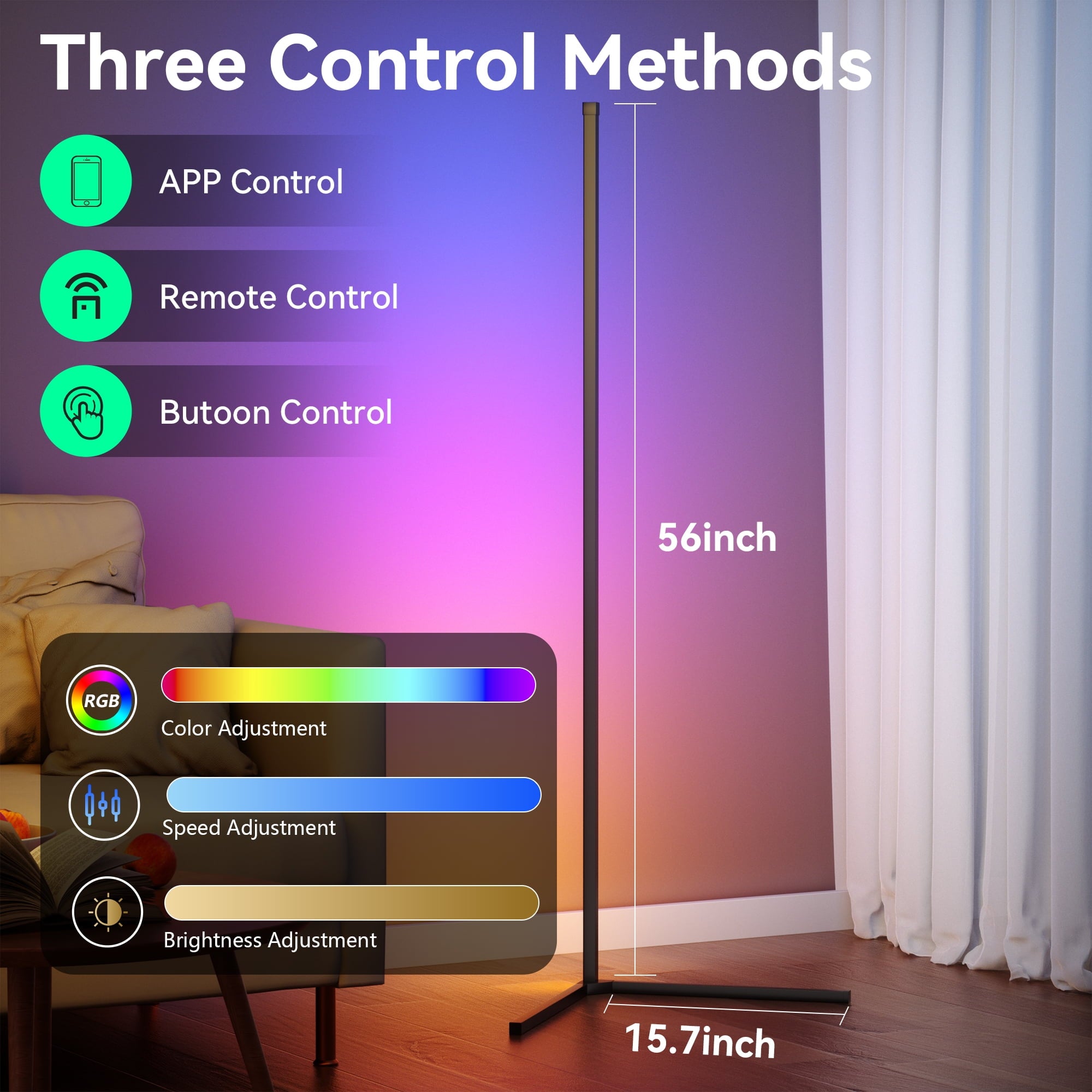 Cozylumi™ Led Corner Floor Lamp, Smart RGB Floor Lamp with APP&Remote, 16 Million