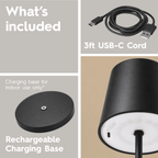 Cozylumi™ 14 Inch Rechargeable Color-Changing Table Lamp, Black, Indoor/Outdoor