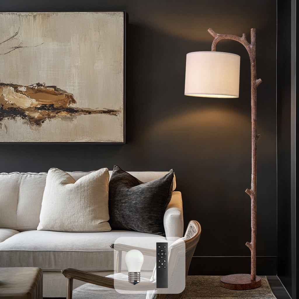 Cozylumi™ 61.5" Vintage Floor lamp for Living Room, Brown Resin Tree Trunk decoration