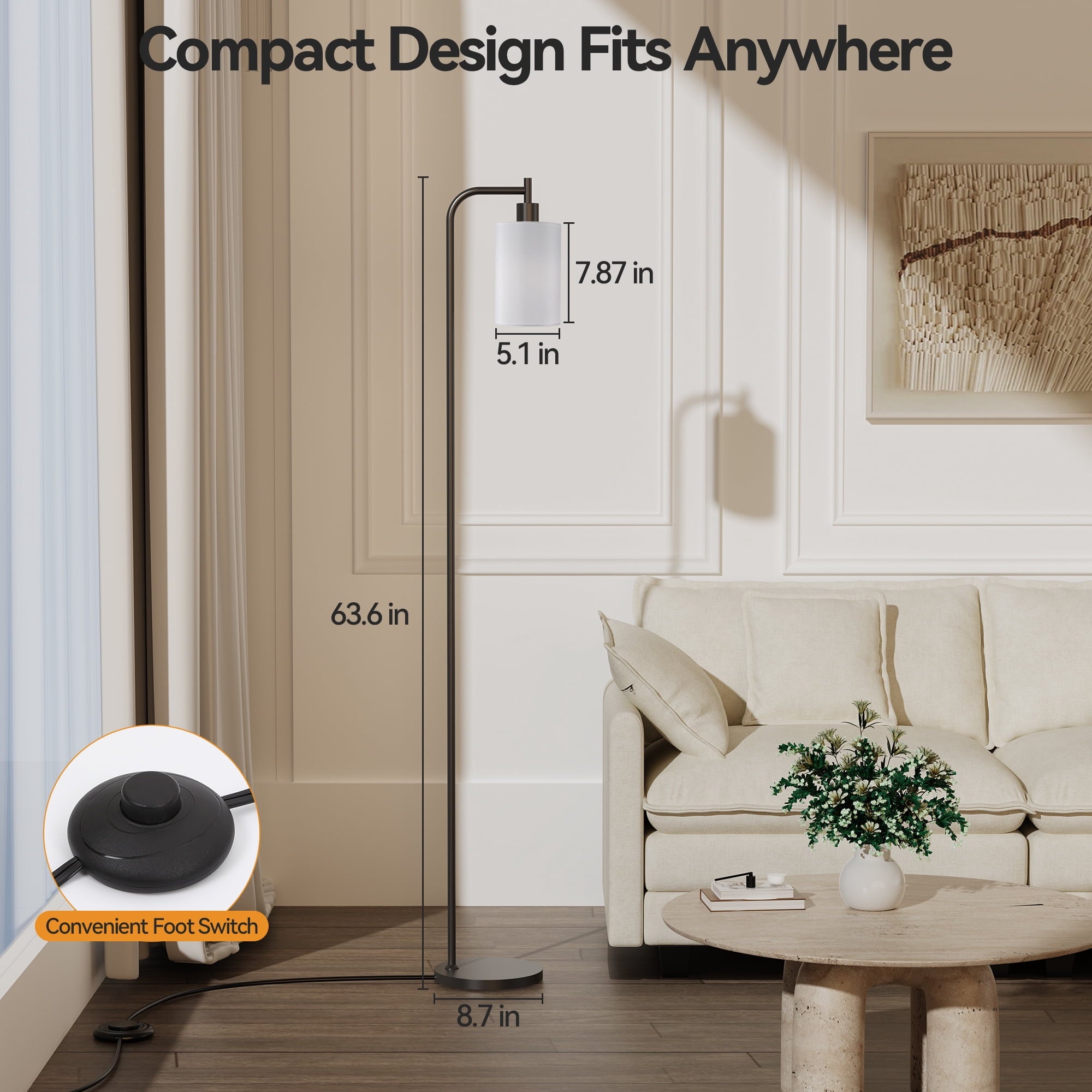 Cozylumi™ BedLuxury Dimmable Arc Floor Lamp with Remote Control for Living Room