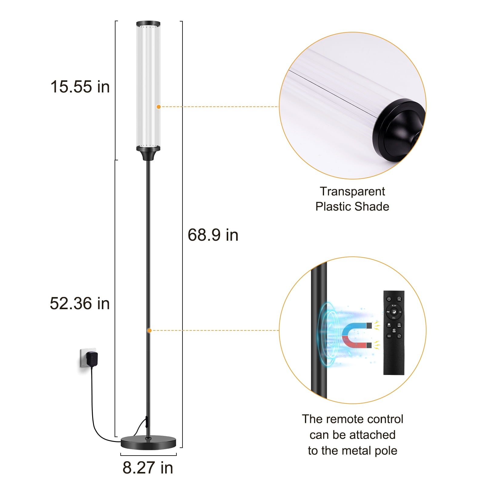 Cozylumi™ 69" Floor Lamp, Smart RGBCW Floor Lamp with 16 Million DIY Colors & 200+