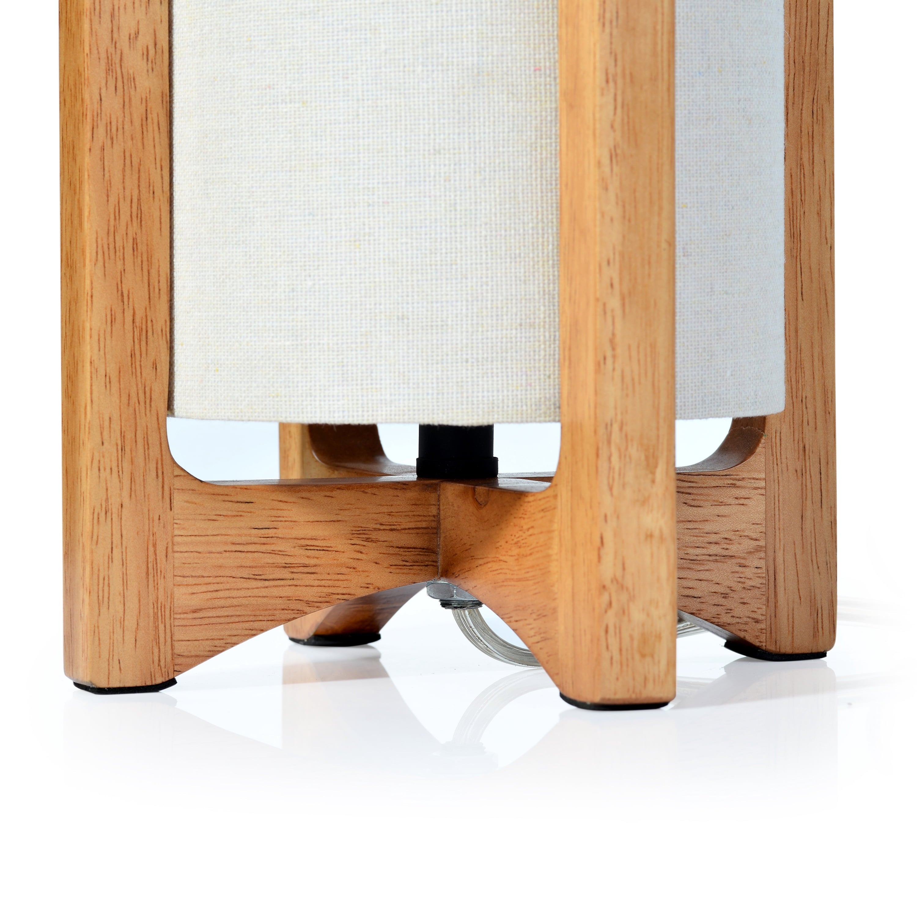 Cozylumi™ 14-Inch Natural Wood Uplight Table Lamp with Linen Shade