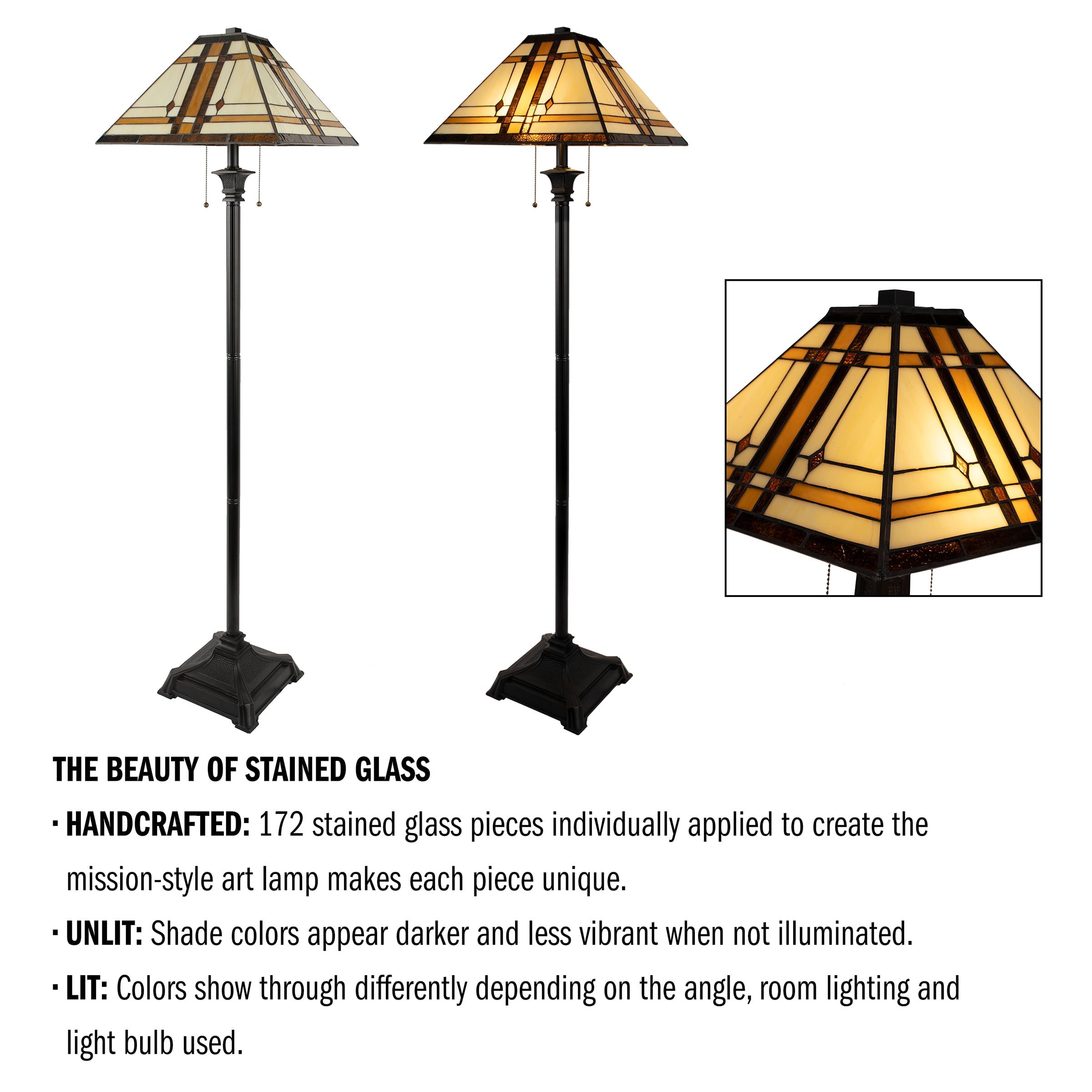 Cozylumi™ 61 Tiffany Style Floor Lamp - Standing Lamp for Bedroom and Living Room with