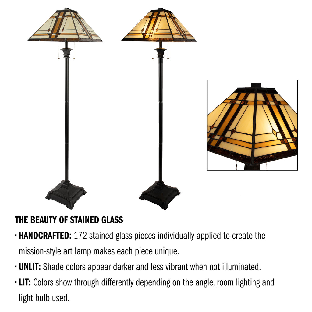 Cozylumi™ 61 Tiffany Style Floor Lamp - Standing Lamp for Bedroom and Living Room with