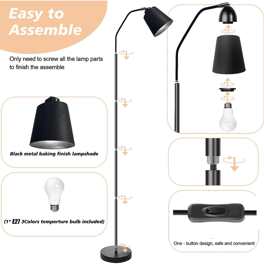 Cozylumi™ Golyzmt 60 inch Black Floor Lamp for Bedroom Living Room, Modern Dimmable