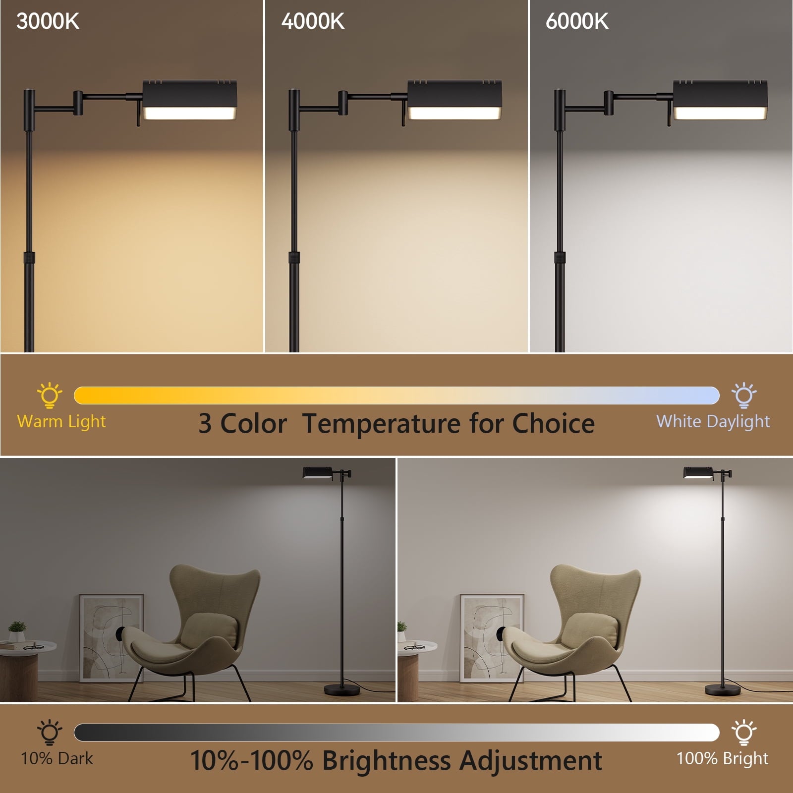 Cozylumi™ Floor Lamp, Pharmacy Swing Arm Floor Lamps for Living Room, 57" Tall