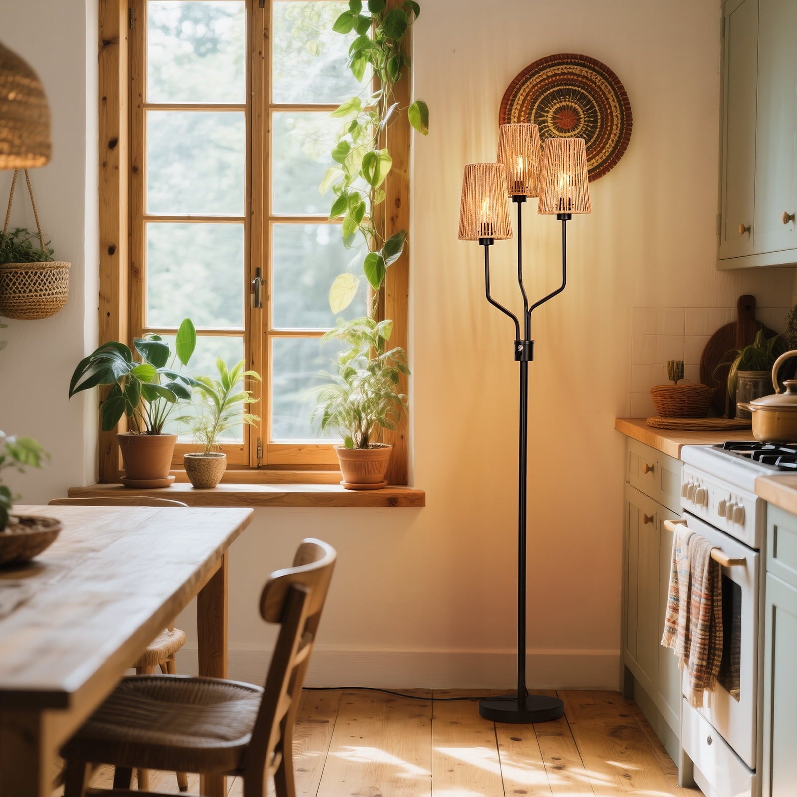 Cozylumi™ Rattan Floor Lamp, Floor Lamps for Living Room with 3 Tier Dimmable Lighting