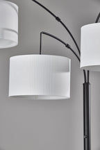 Cozylumi™ 82 in Matte Black 3-Light Arc Floor Lamp with Adjustable Shades