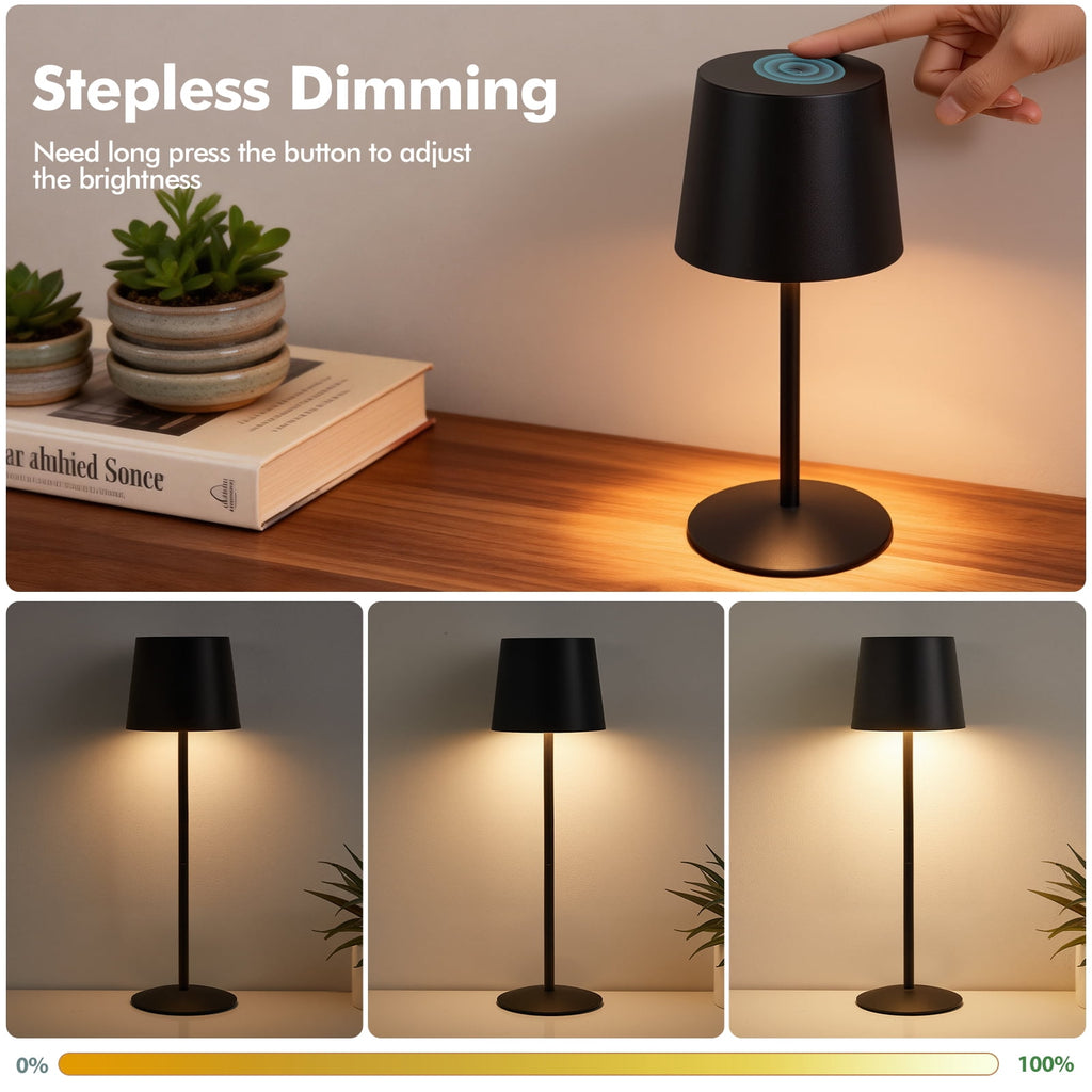 Cozylumi™ Modern Black LED Desk Lamps 2-Pack, Adjustable Height, Touch Dimmable