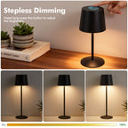 Cozylumi™ Modern Black LED Desk Lamps 2-Pack, Adjustable Height, Touch Dimmable