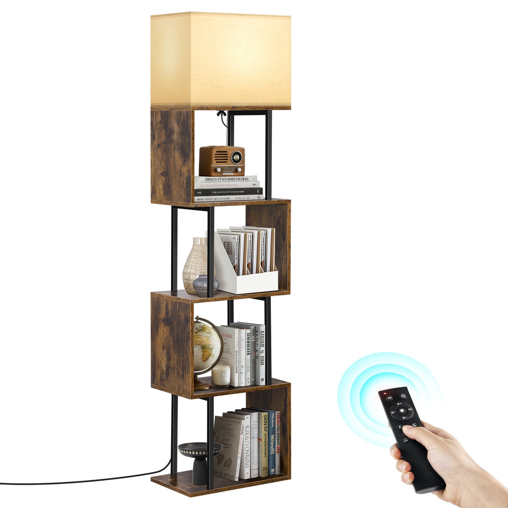 Cozylumi™ LIFE Floor Lamp with Shelves & Remote, 4-Tier Dimmable S Shape Standing Lamp