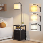 Cozylumi™ Floor Lamp with Table & 2 Drawers, Lamp with USB Port and Outlet, 3 Color Led