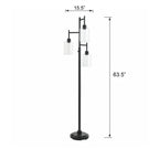 Cozylumi™ 63.5 in 3 Light Contemporary Black Floor Lamp Clear Glass