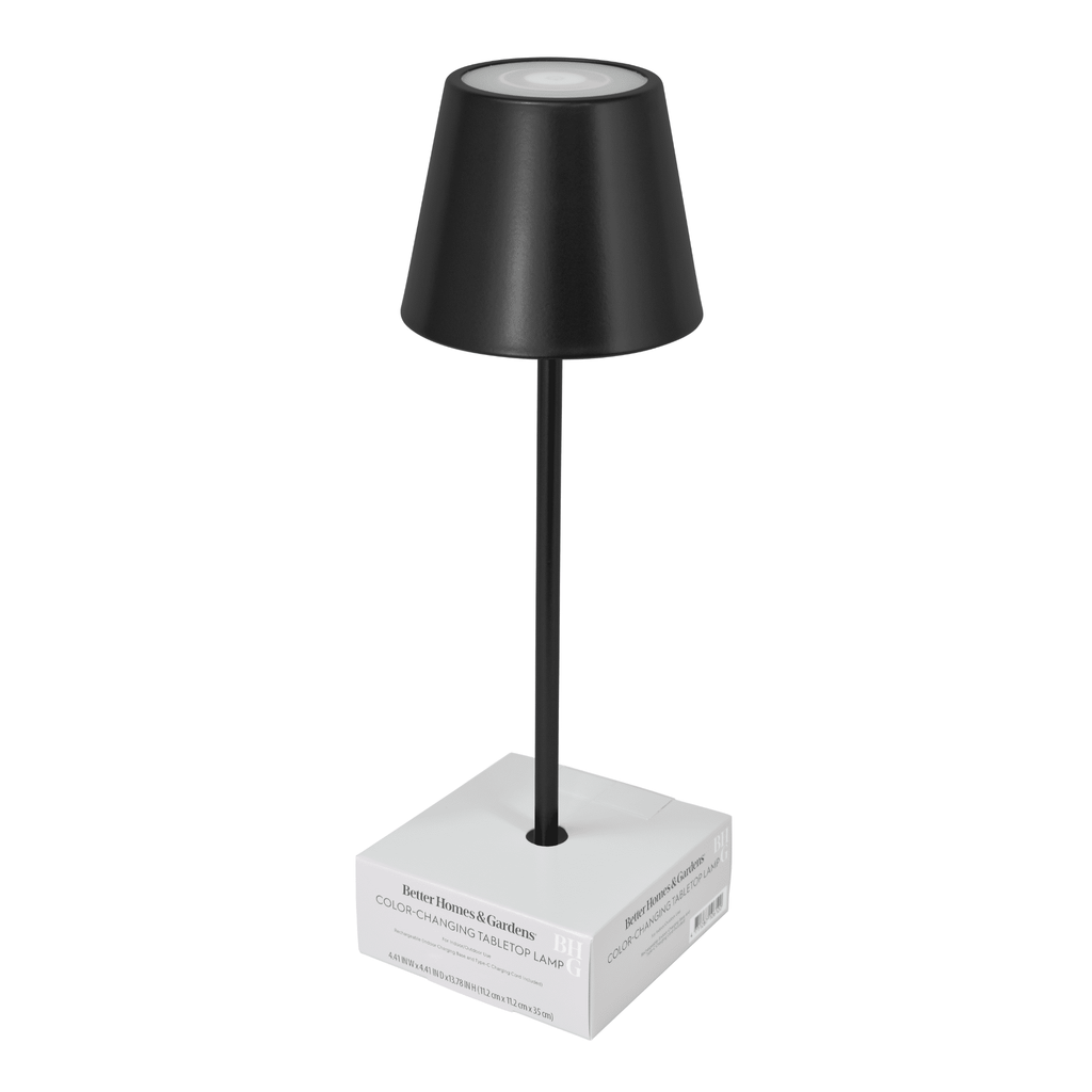 Cozylumi™ 14 Inch Rechargeable Color-Changing Table Lamp, Black, Indoor/Outdoor
