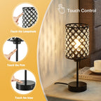 Cozylumi™ Crystal Table Lamp for Bedroom,Modern Dimmable Touch Lamp with Crystal