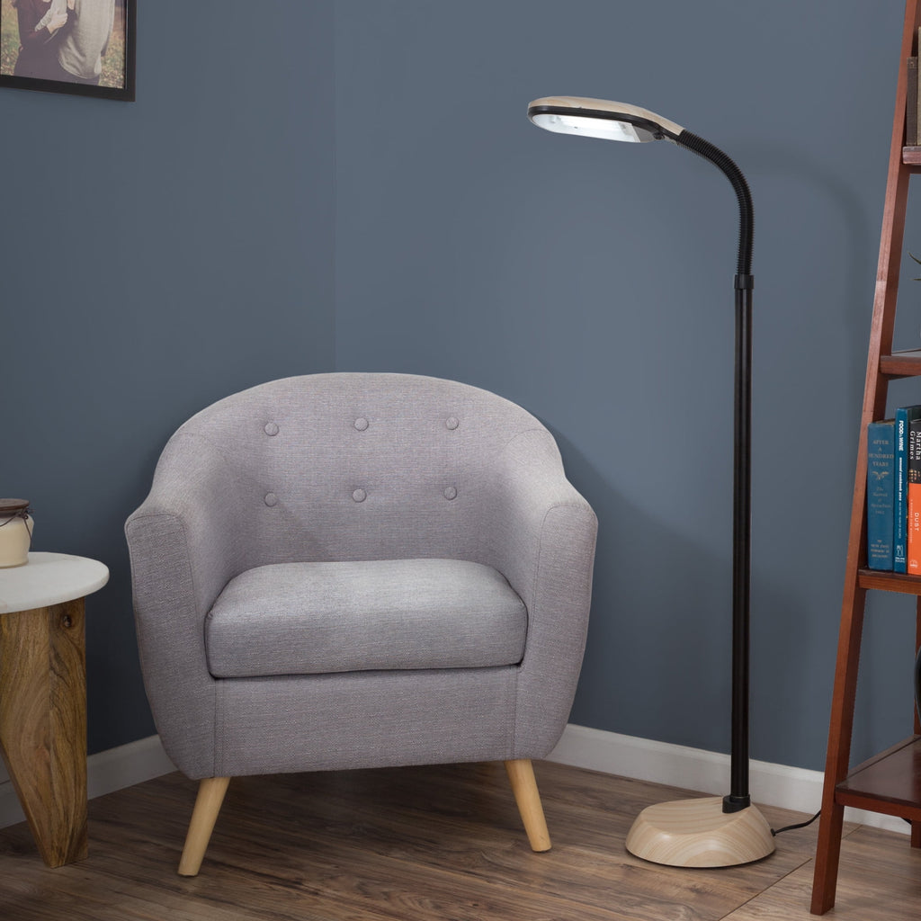 Cozylumi™ 62-inch Natural Sunlight Floor Lamp with Bendable Neck, Light Woodgrain