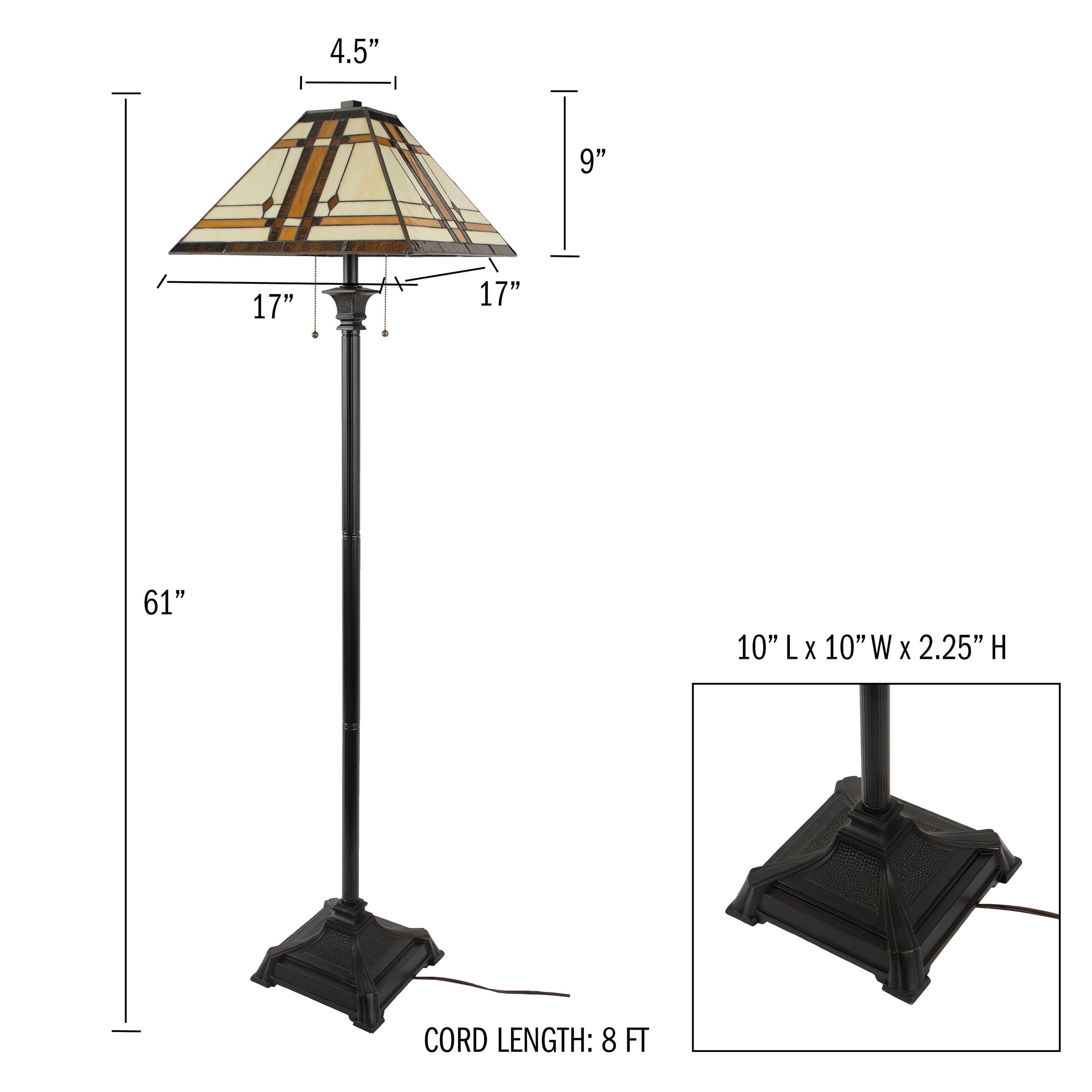 Cozylumi™ 61 Tiffany Style Floor Lamp - Standing Lamp for Bedroom and Living Room with