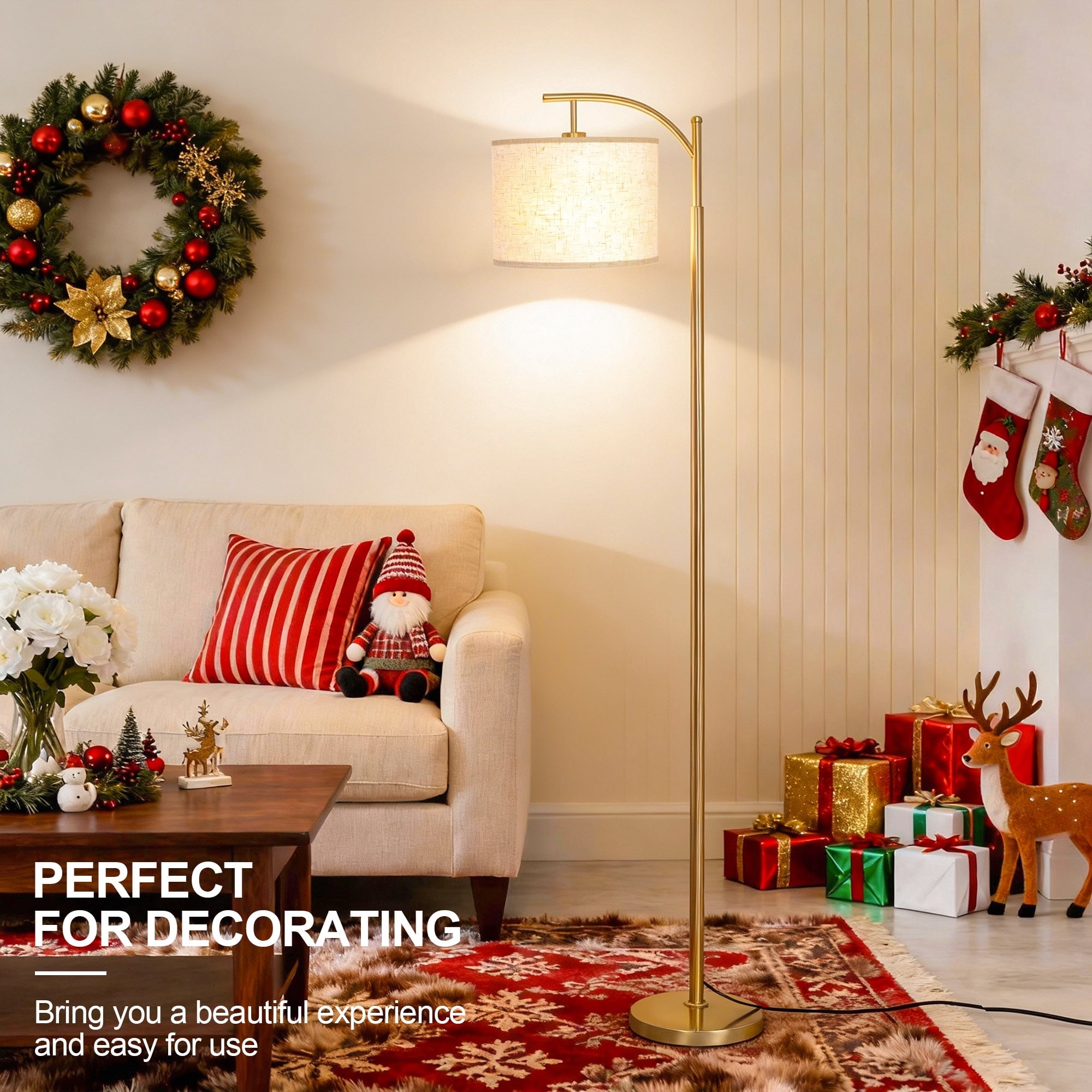 Cozylumi™ Vesteel Floor Lamp, Standing Lamp with 3 Color Temperatures & Lampshade, Arch