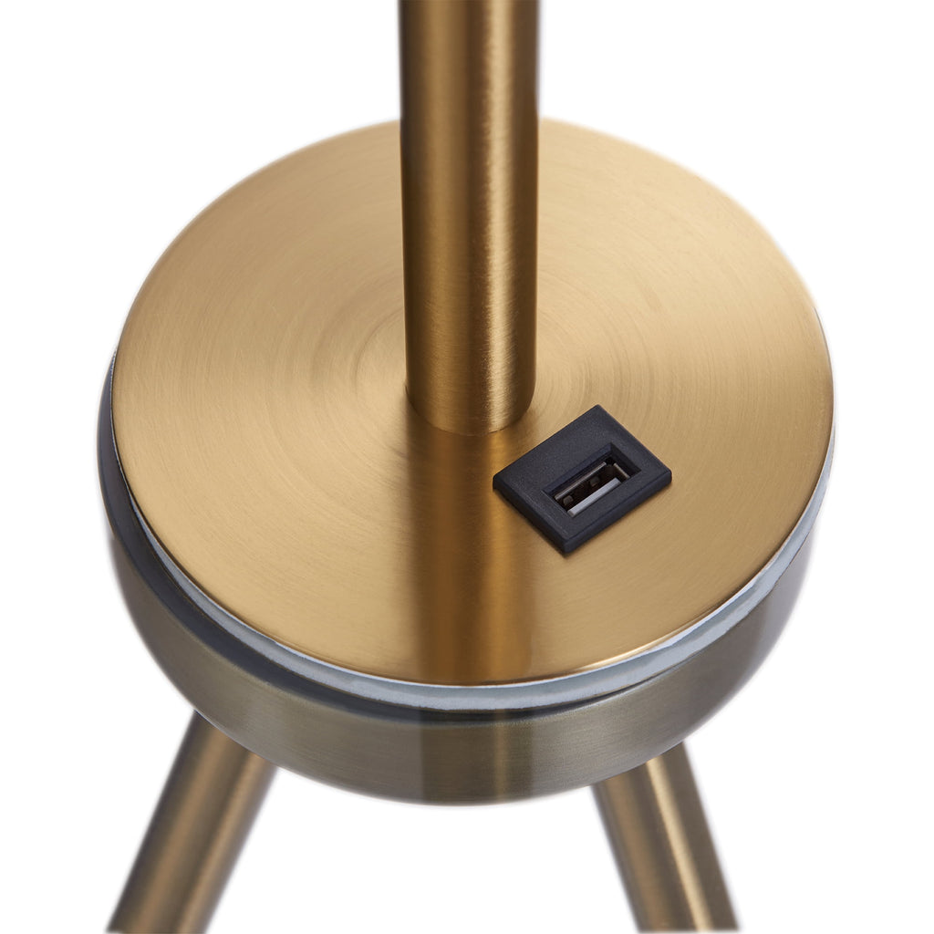 Cozylumi™ Teamson Home Myra Floor Lamp with Glass Table and Built-In USB Port, Gold/Black