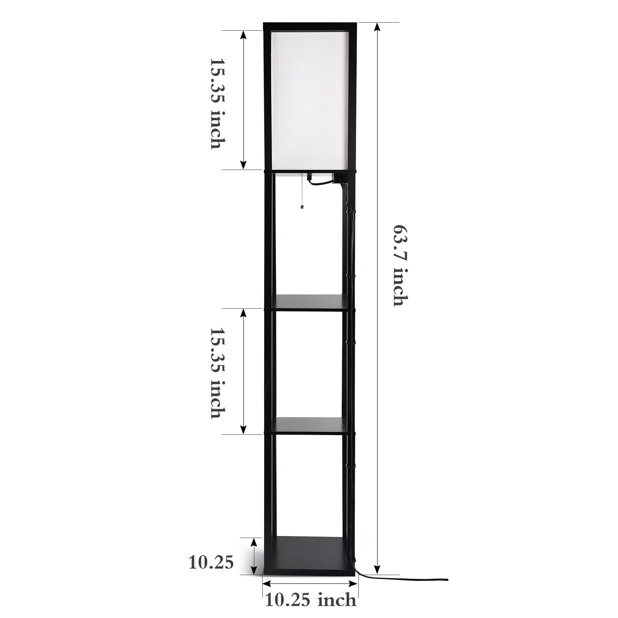 Cozylumi™ Floor Lamp with Shelves and Charging, 63.7'' Dimmable Standing Tall Wood