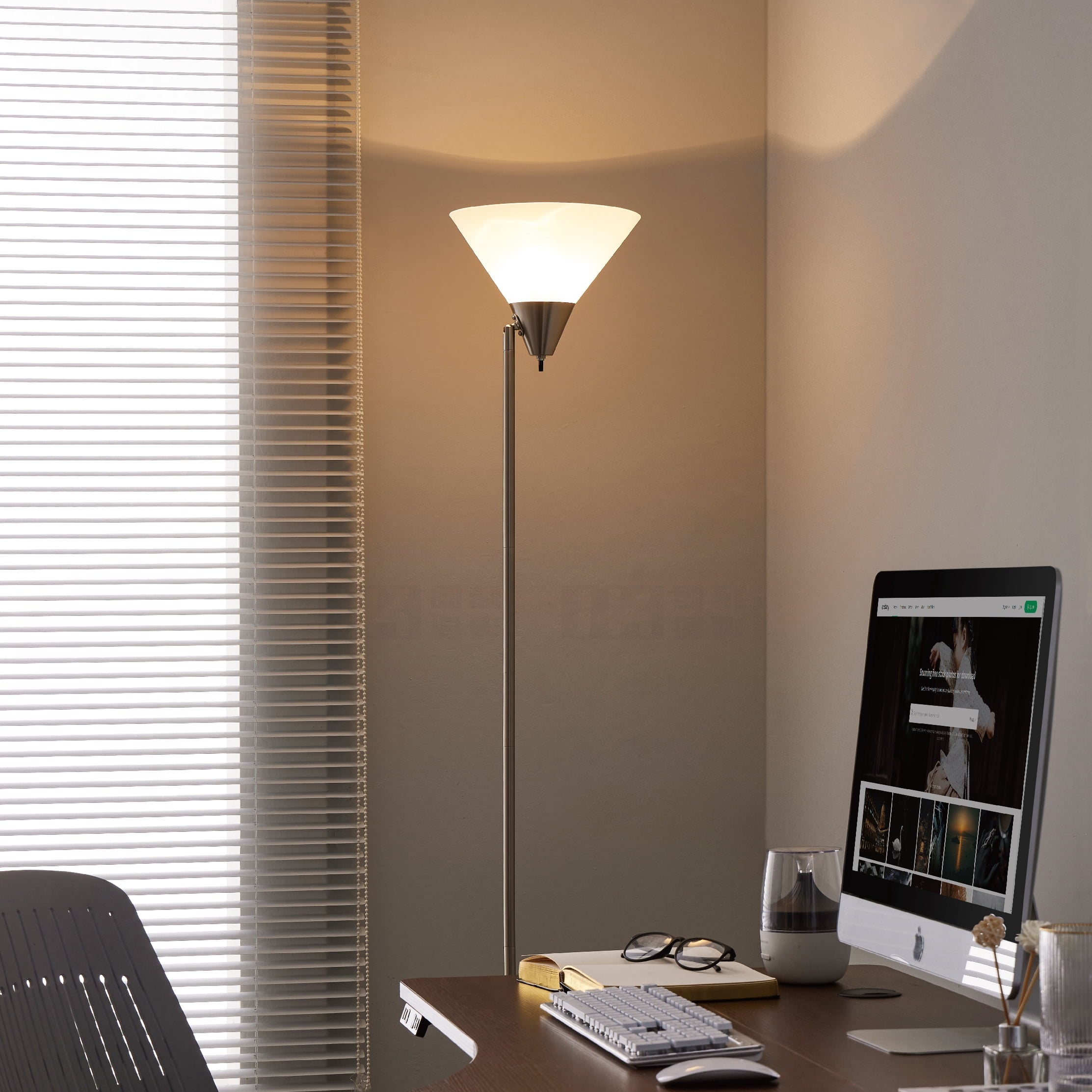 Cozylumi™ HonoDing 71-inch Adjustable Floor Lamp with Acrylic Shade & Satin Nickel Finish