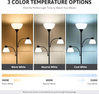 Cozylumi™ Lumadin 71'' Black Floor Lamp With 2 Adjustable Reading Lamp, Modern Design,3