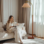Cozylumi™ 63" Farmhouse Arc Floor Lamp for Living Room,Retro Mdf Metal Standing Lamp