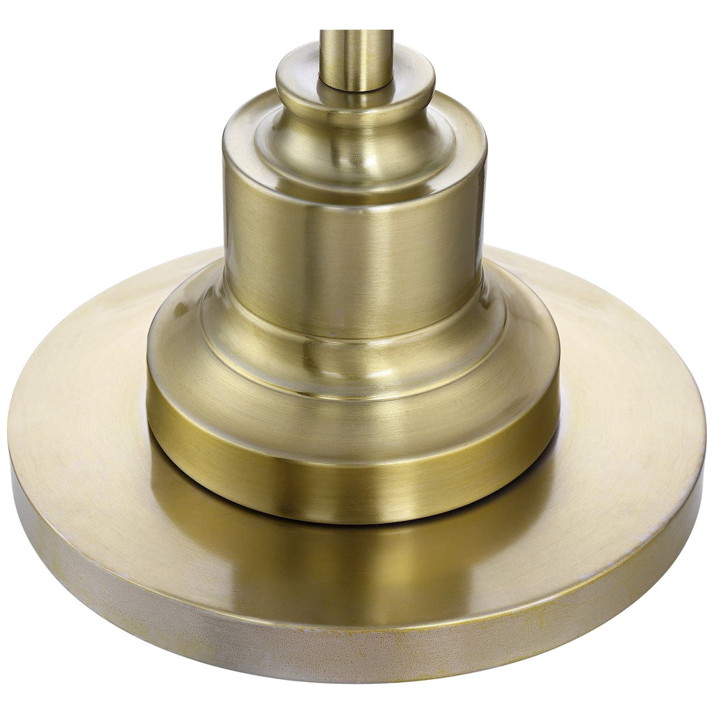 Cozylumi™ Vintage Floor Lamp 58" Tall Brushed Antique Brass Metal Off White Linen Drum
