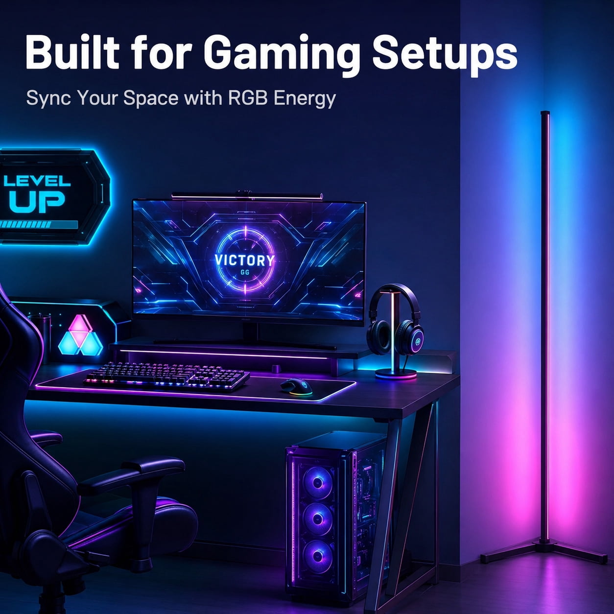 Cozylumi™ Rirool RGB Corner Floor Lamp, 55.91 in LED Standing Light with App Remote