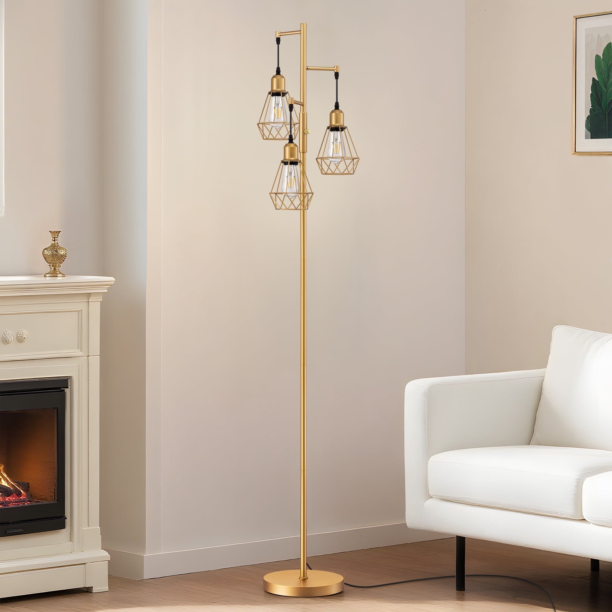 Cozylumi™ 70IN Farmhouse Industrial Floor Lamps for Living Room, Dimmable, Metal