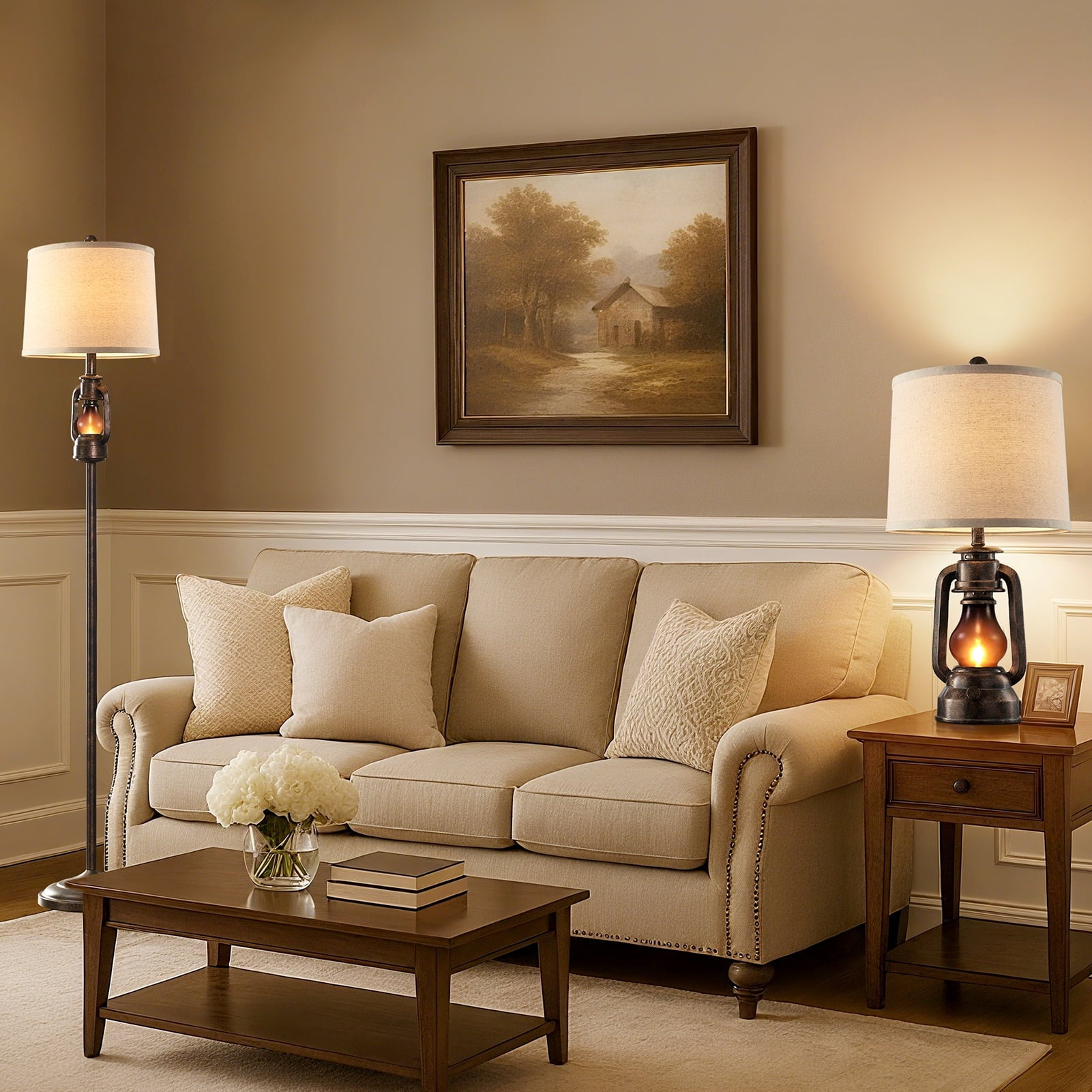 Cozylumi™ JUJUYUYOP 63" Linen Lampshade Living Room Floor Lamp with Lantern-Style Night