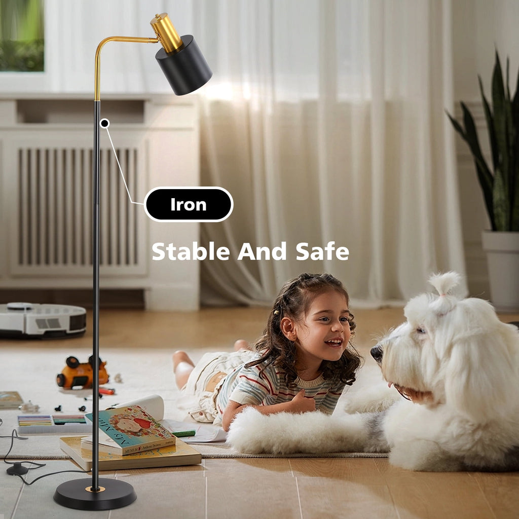 Cozylumi™ JOPESO Modern Industrial 59" Floor Lamp, Adjustable Lampshade Antique Brass &